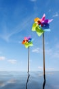 Toy windmill concept of green energy wind farm Royalty Free Stock Photo