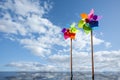 Toy windmill concept of green energy wind farm Royalty Free Stock Photo