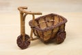 Toy wood Tricycle On a wooden table Royalty Free Stock Photo