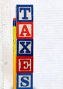 Tax Blocks with chewed pencil Royalty Free Stock Photo