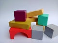 Toy wooden blocks kids game Royalty Free Stock Photo