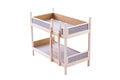 Toy wooden bunk bed for a doll isolated on white