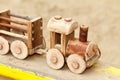 Toy wooden homemade train. DIY making