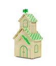 Toy wooden house isolated on white background with clipping path Royalty Free Stock Photo