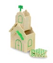 Toy wooden house isolated on white background with clipping path Royalty Free Stock Photo