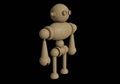Toy wooden robot 3d rendering model