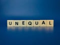 Toy word with the word UNEQUAL Royalty Free Stock Photo