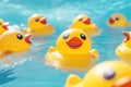 toy yellow duck swims in pool Royalty Free Stock Photo