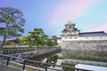 Toyama Castle and twilight time background in Toyama. Royalty Free Stock Photo