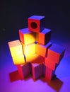 Toy bricks in colored light Royalty Free Stock Photo
