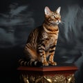 Toyger Cat on Pedestal