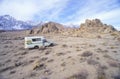 A Toyota camper truck parked in Alabama Hills, California