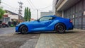 Surakarta Indonesia February 11 2022 blue Toyota GR Supra on the side of the road