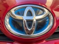 Toyota Hybrid logo closeup: Swat, Pakistan - 08 february 2024