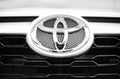 Toyota logo emblem on car, closeup