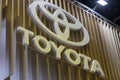 Toyota logo on the wooden wall