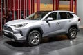 Toyota RAV4 Hybrid car showcased at the Paris Motor Show