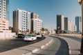 Toyota Taxi Car Moving In Street Of City Of Ajman