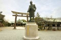 `Toyotomi Hideyoshi` statue city ruler of Osaka city and Osaka castle in the Osaka castle park area Royalty Free Stock Photo