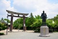 Toyotomi Hideyoshi statue at Hokoku Shrine for people pray and v Royalty Free Stock Photo