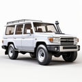 Detailed Shading: 3d Model Of White Toyota Land Cruiser With Hyperrealistic Rendering