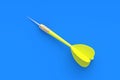 Toys for adults and children. Game for leisure. International tournament, competitions. Yellow dart on a blue background