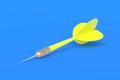 Toys for adults and children. Game for leisure. International tournament, competitions. Yellow dart on a blue background