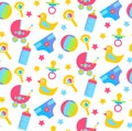 Toys and baby stuff seamless vector pattern