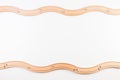 Toys background. Wooden curve railways on white background