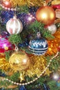 Toys balls on the Christmas tree for the new year holiday Royalty Free Stock Photo