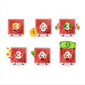 Toys block three cartoon character with cute emoticon bring money