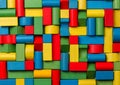 Toys blocks, multicolor wooden bricks, group colorful building Royalty Free Stock Photo