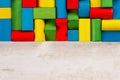 Toys blocks, multicolor wooden bricks, group of colorful building game pieces Royalty Free Stock Photo