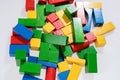 Toys blocks, multicolor wooden building bricks Royalty Free Stock Photo