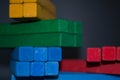 Toys blocks, multicolor wooden building bricks, heap of colorful Royalty Free Stock Photo