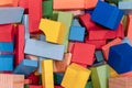 Toys blocks, multicolor wooden building brick Royalty Free Stock Photo