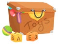 Toys box cartoon icon. Childhood container symbol