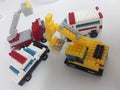 Toys car lego ambulance escavator police car firetruck Royalty Free Stock Photo