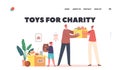 Toys for Charity Landing Page Template. Charitable Toys Donation For Kids. Volunteer Giving Box With Toys to Child