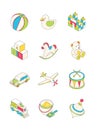 Toys for children - modern isometric vector icon set Royalty Free Stock Photo