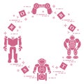 Toys for children: robots, remote control, cubes.
