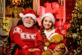 Toys collection. Happy childhood. Lovely present. Child enjoy christmas with grandfather Santa claus. Happiness and joy