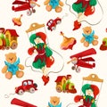 Toys colored drawn seamless pattern