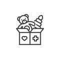 Toys donation box line icon