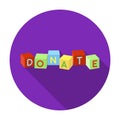 Toys donation icon in flat style isolated on white background. Charity and donation