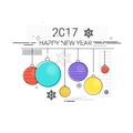 Toys Hanging Simple Line Sketch Merry Christmas Happy New Year Royalty Free Stock Photo