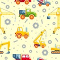 Toys heavy construction machines seamless pattern