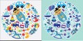 Toys Icons For Asian Baby Boy.Circle Composition Set