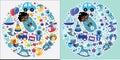 Toys Icons For Mulatto Baby Boy.Circle Composition Set