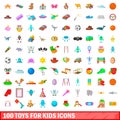 100 toys for kids icons set, cartoon style Royalty Free Stock Photo